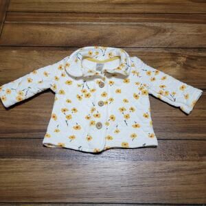 Carter's Full Button Infant Quilted Yellow Flower Coat - Size 6M